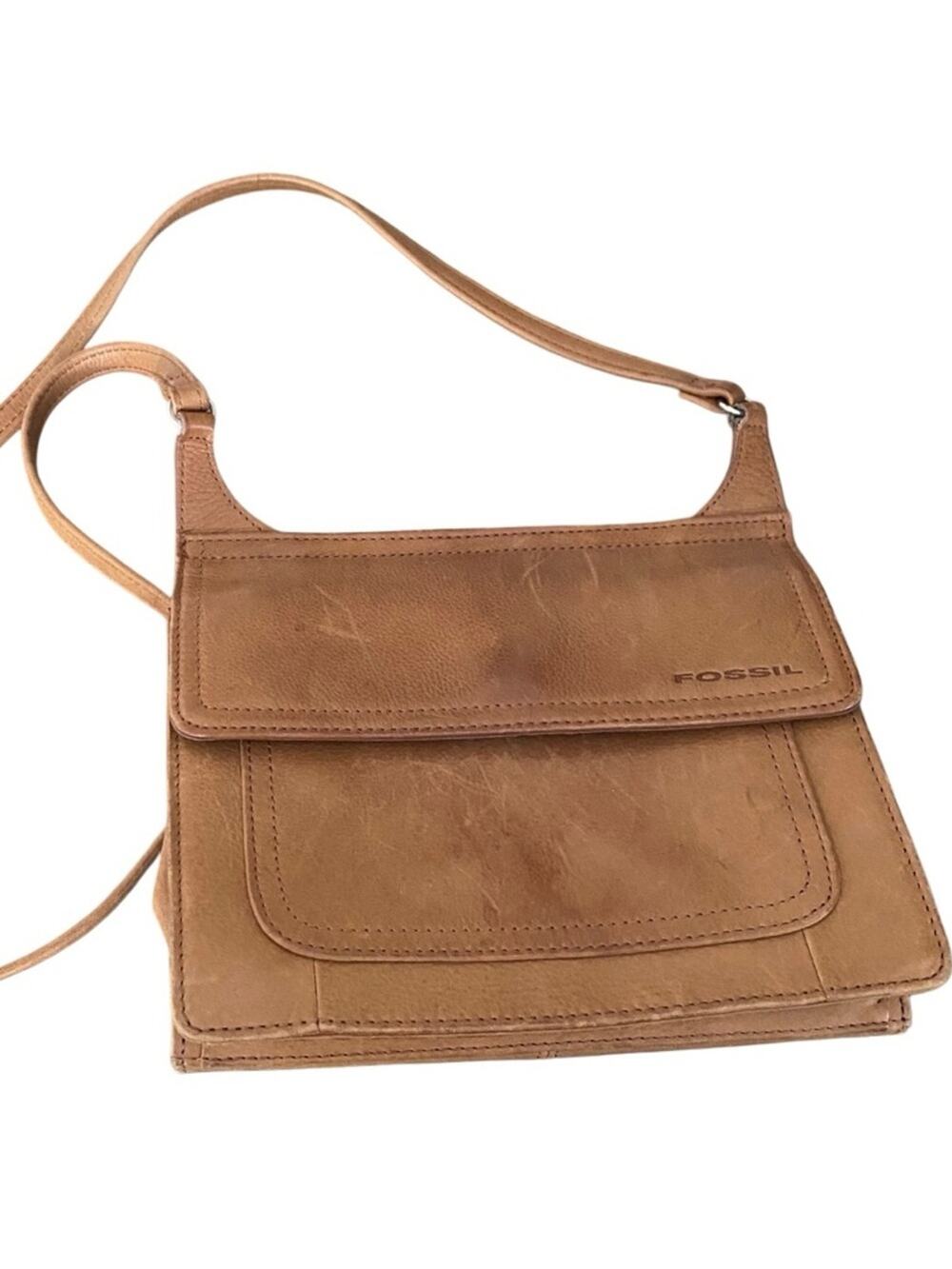 Fossil Leather Sasha Crossbody Bag - Cognac Brown